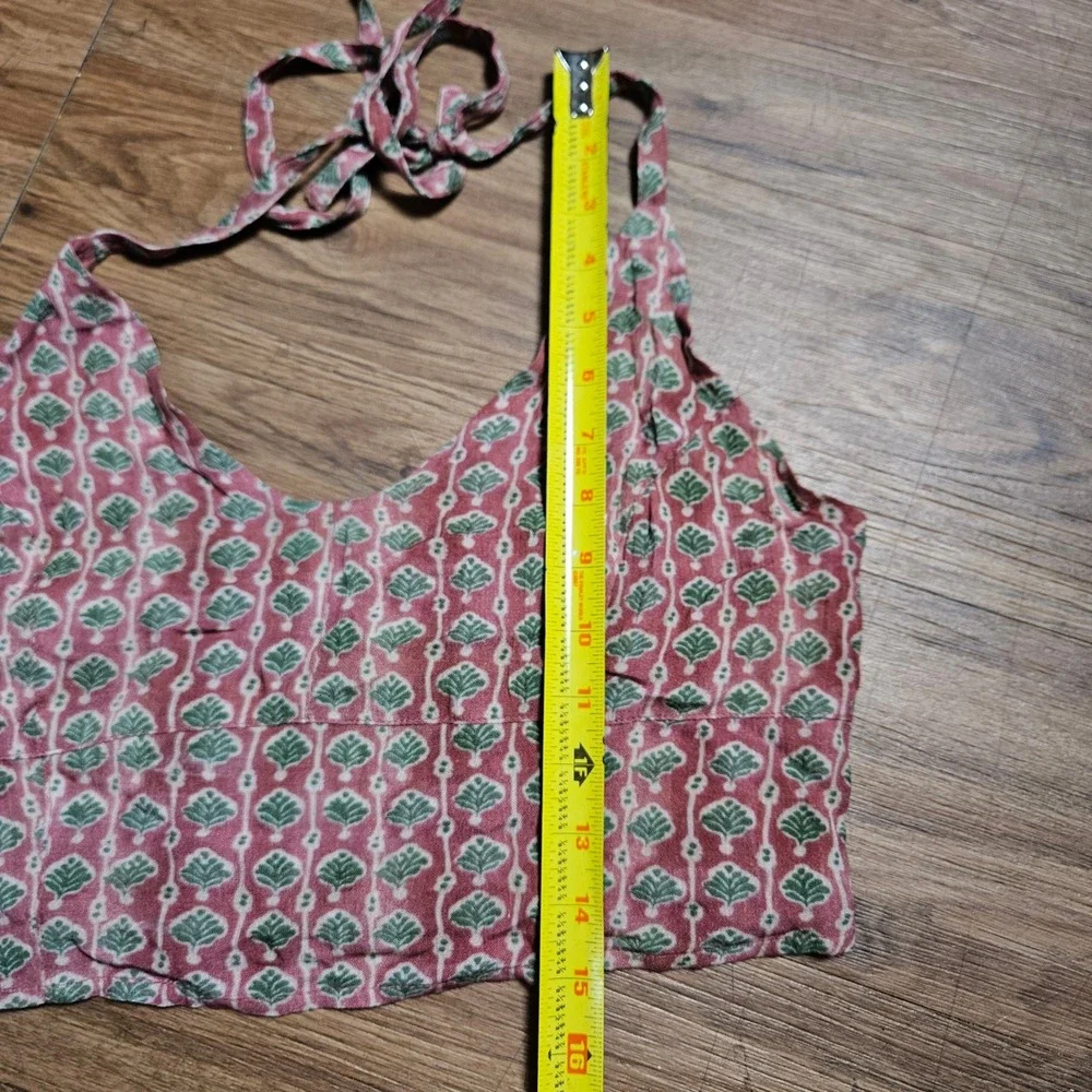 Free People Rae Halter Top Rosewood Cropped Smocked Back S Boho Festival NWT